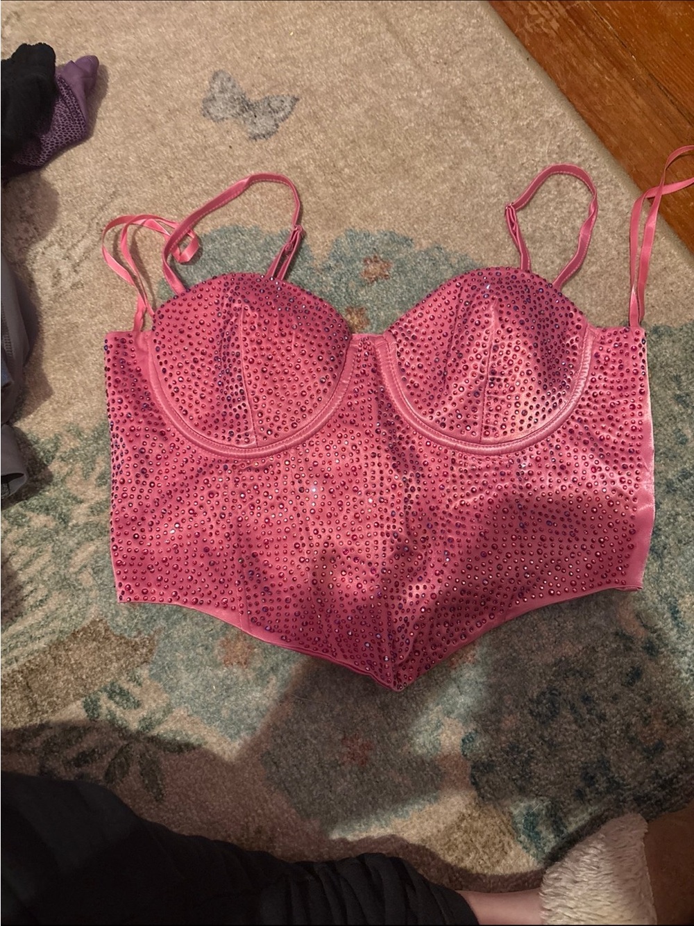 Windsor Pink Rhinestone Bustier Crop Top